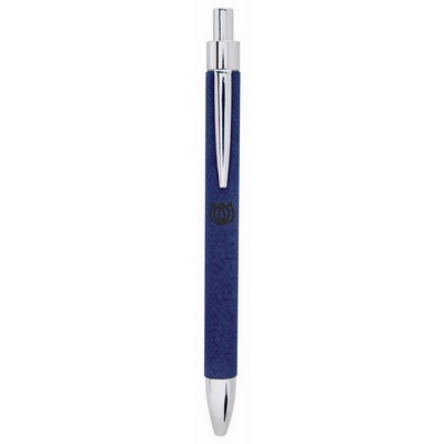 Blue/Black Laser Engraved Leatherette Pen