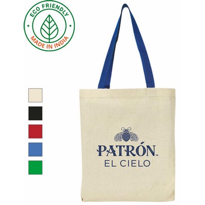 7 oz Cotton Canvas Tote Bag Royal Blue Handle - Eco Friendly Tradeshow Tote 15 x 14 x 2