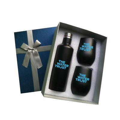 Double Walled Vacuum Wine Bottle & Tumblers Gift Set