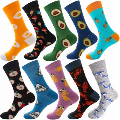 Colorful Crew Socks Novelty Fun Cute Crazy Happy Patterned Sock Cotton Stocking Packs