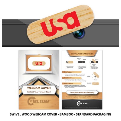 Wood Webcam Cover Swivel with Standard Packaging