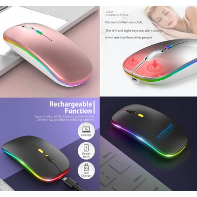 Kidder Bluetooth Wireless Mouse, LED Slim Dual Mode (Bluetooth 5.1 and 2.4G Wireless) Gold