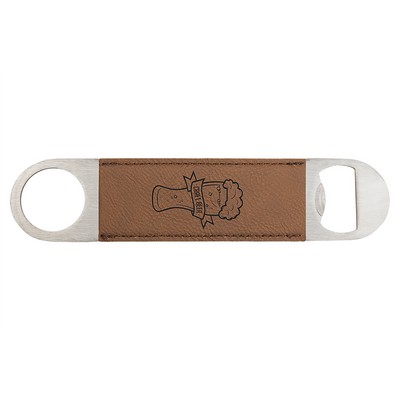 Dark Brown 1-1/2"x7" Oval Rectangle Bottle Opener, Laserable Leatherette