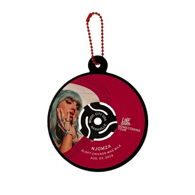 45rpm Vinyl Record Ornament - 1-Sided Custom Record Label & Custom Printed Adapter