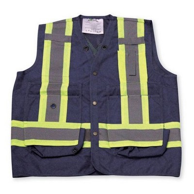 100% Polyester Mesh Navy Blue Surveyor Vest w/Mesh Back