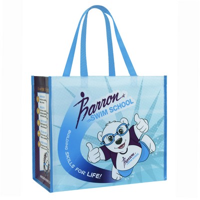 Custom Full-Color140g Double Laminated Non-Woven Swim Tote 15"x13"x8"