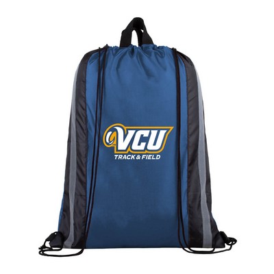 Drawstring Backpack with Sport Stripes and Handle