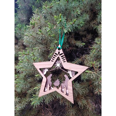 3.5" - Customizable 3D Hardwood Ornaments - 2 Layers