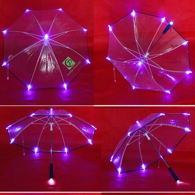 Custom Led Light Dome Shaped Bubble Clear Transparent Child Kid Led Umbrella