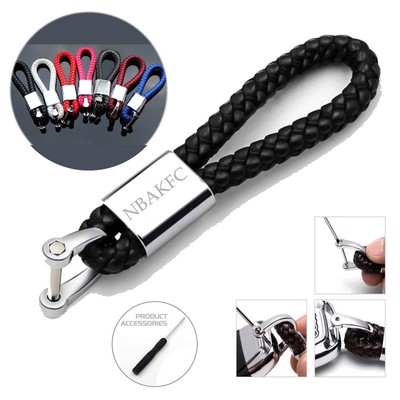 Leather Rope Weaving Keychain Car Key