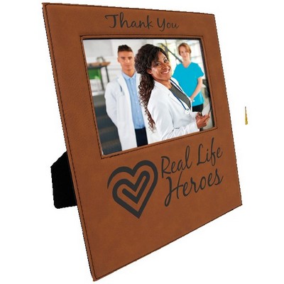 Engraved Photo Frame, Rawhide Faux Leather, For 5x7" Photo