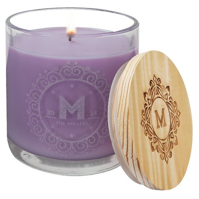 Aroma Delight Glass Candle with Logo-Lavendar Vanilla