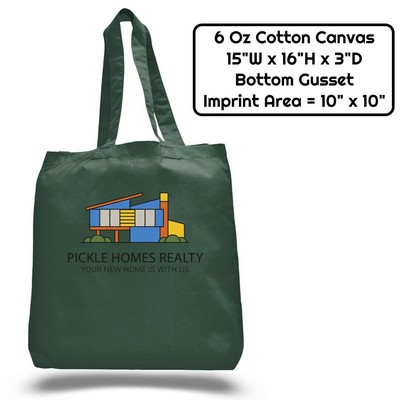 Value 6 oz Cotton Canvas Tote Bag - 15"W x16"H x 3"D x 21"Handle