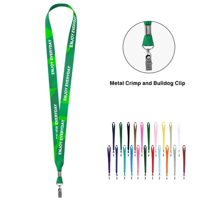 3/4" Full Color Dye-Sublimated Lanyard W/ Metal Crimp And Bulldog Clip