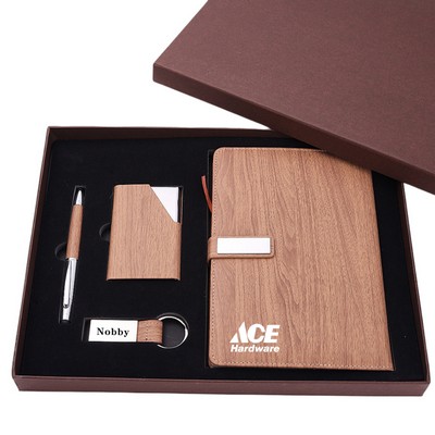 4PCS Business Gift Sets, Notebook, Pen, Business Card Holder and Keychain