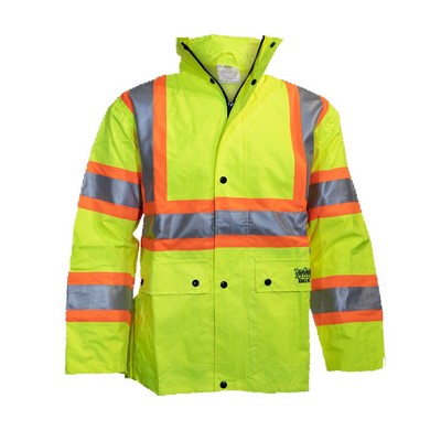 300 Denier Polyester Lime Green Rain Jacket w/Quilted Lining