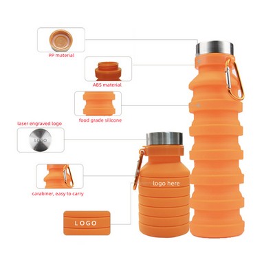 18oz Collapsible Silicone Water Bottle