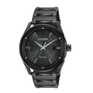 Citizen® Men's Drive CTO Eco-Drive® Watch w/Black Dial & Green Accents