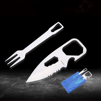 Multi-Function Pocket Card Knife Fork Sets Outdoor Camping Tools