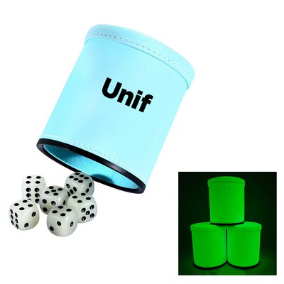 Luminous PU leather Dice Cup Set