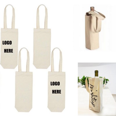 Single Wine Bottle Canvas Totes