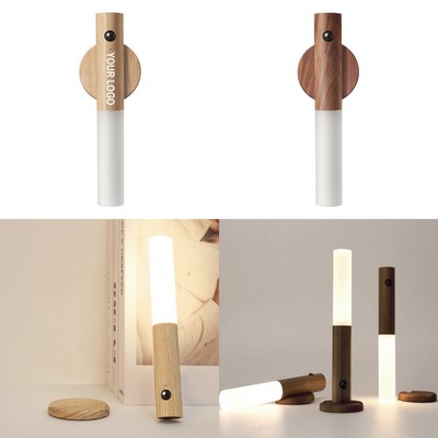 Portable Wooden LED Motion Sensor Night Light Wall Lamp