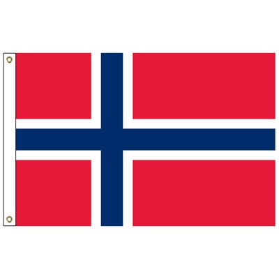 Norway 3' x 5' Outdoor Nylon Flag w/ Heading & Grommets