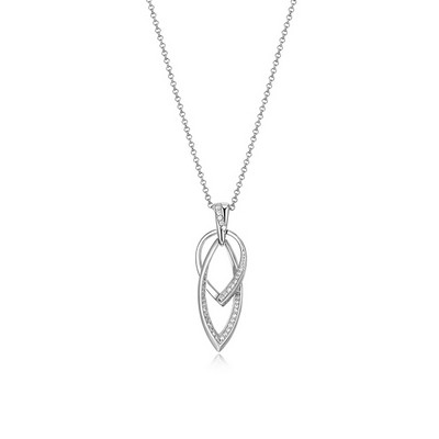 ELLE "Swing" Interlocking Marquise and Pear Link Pave Cubic Zirconia Long Necklace - Silver