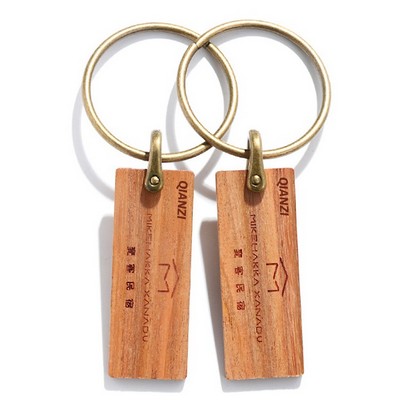 Long Rectangle Wood Keychain