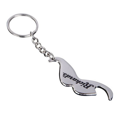 Zinc Alloy Mustache Bottle Opener Keychain