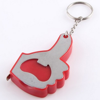 Thumb Tape Measure Bottle Opener Keychain