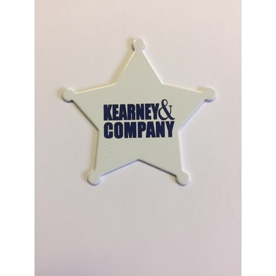 Aluminum 5 Point Star Badge with a Full Color, Sublimated imprint. Made in the USA