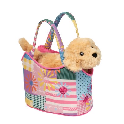 Patchwork Floral Sassy Sak with Golden Retriever