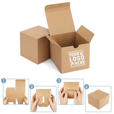 4 x 4 x 4 Incehs Brown Kraft Paper Box with Lid