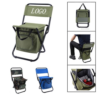 Portable Foldable Camping Chair with Cooler Bag