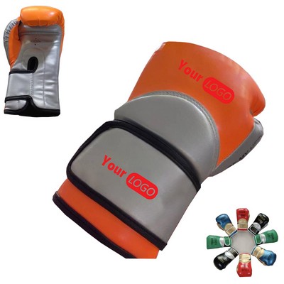 Custom 12 OZ PU Leather Adult Boxing Gloves-Full Color Logo 11 3/8"L X 6 1/4"W