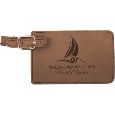 4 1/4" x 2 3/4" Dark Brown Laserable Leatherette Luggage Tag