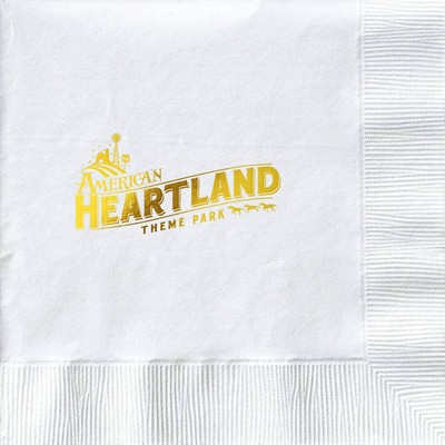 White Cocktail 3-Ply Beverage Napkins - Custom Foil Print