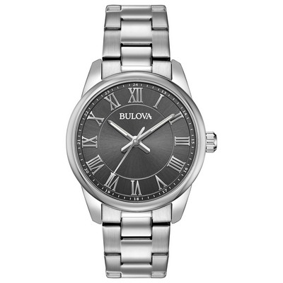 Bulova® Corporate Collection Men's Silver Tone Watch w/Grey Dial