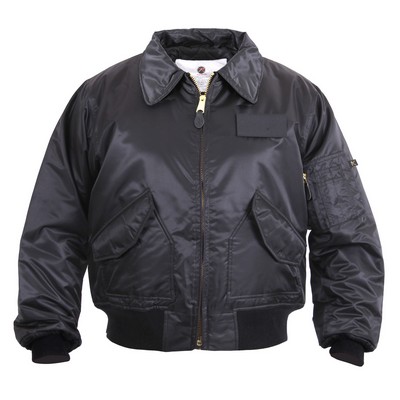 Men's Military Flight Jacket w/ Hoop & Loop Pockets - BLACK