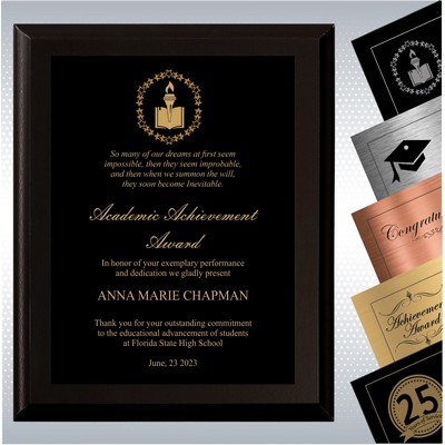 Black Matte Finish Wood Plaque Academic Achievement Gift Award (12" x 15")