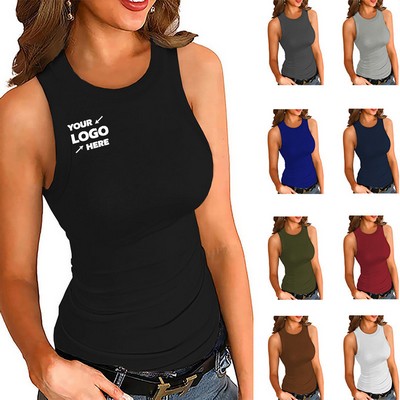 Womens Basic Ribbed Shirts Tank Tops