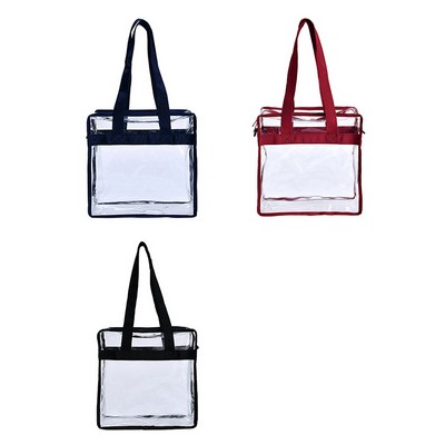 Transparent Plastic PVC Tote Bag with Handles for Work Beach Gym Sport