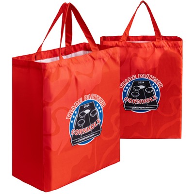 8 Oz. Sublimated Poly Canvas Shopping Tote Bag w/ Gusset (14" x 18" x 6")