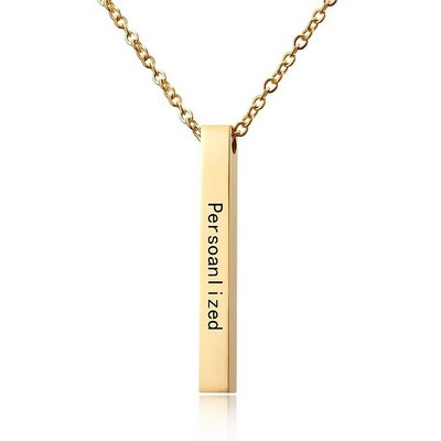 Personalized Engraved Stainless Steel Necklace - Bar