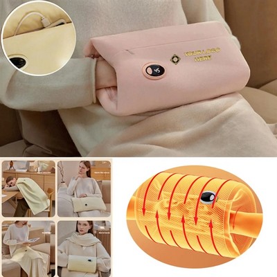 USB Heated Travel Blanket with Zippered Hand Warmer