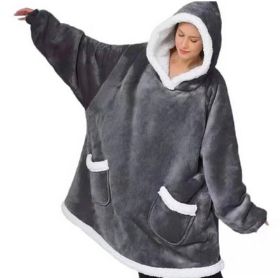 Flannel Hooded Wearable Cuddle Blanket