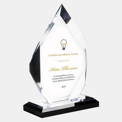 Color Imprinted Acrylic Classic Diamond Award with Black Base (L)