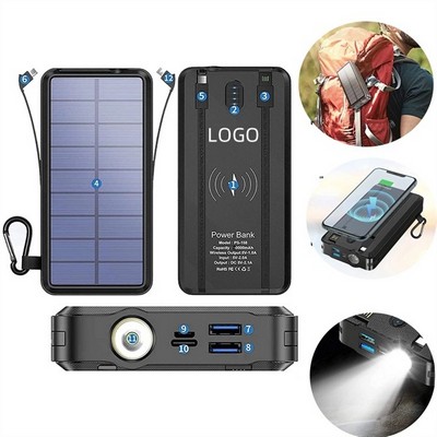 20000MAh Solar Power Bank With Flashlight - Wireless Charging