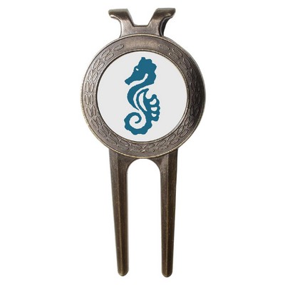 Classic Divot Repair Tool with Ball Marker and Belt Clip - Printed Logo